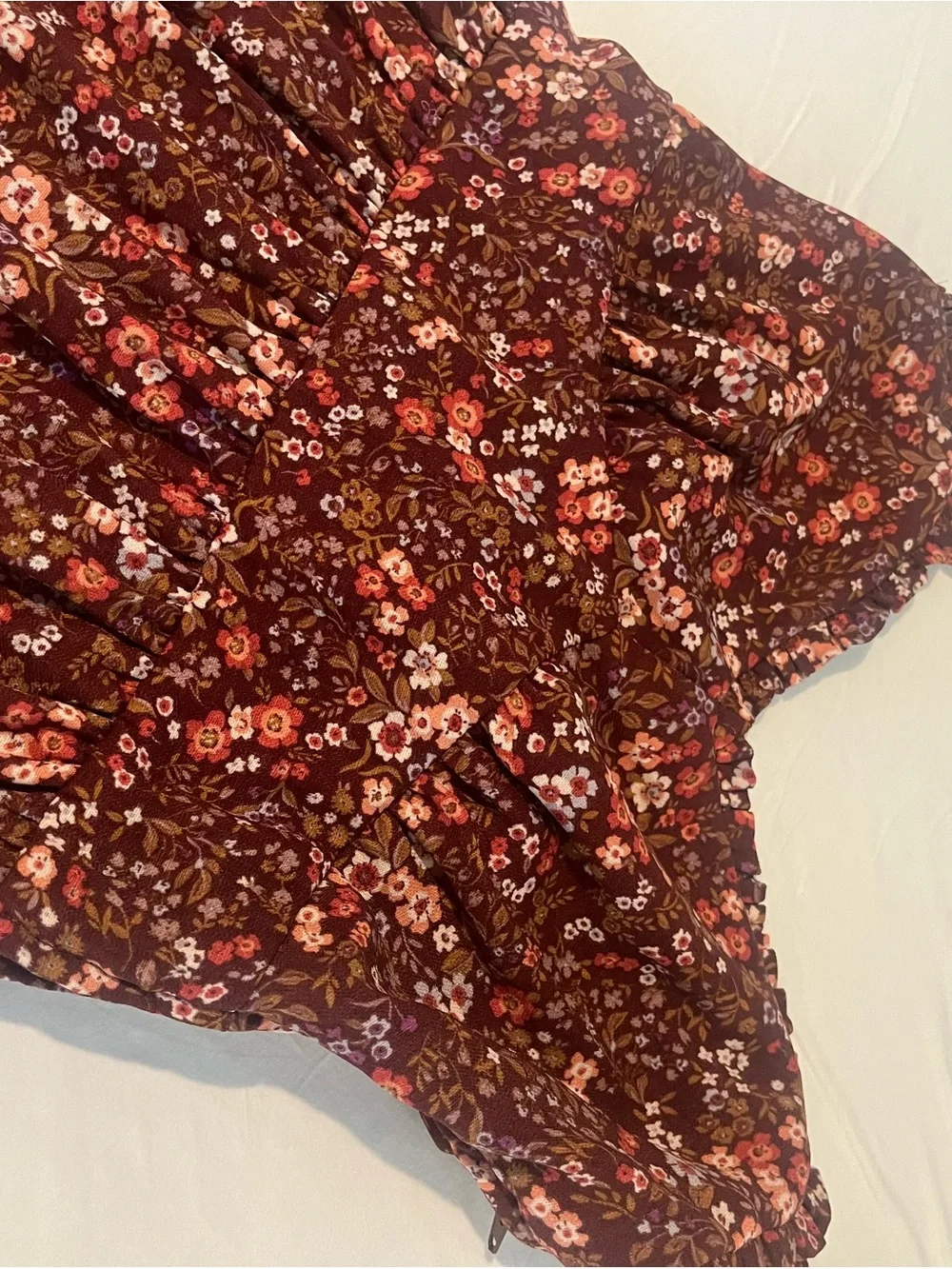 Trixxi NWT Rust Floral Tiered Midi Dress Spaghetti Strap - Picture 11 of 12